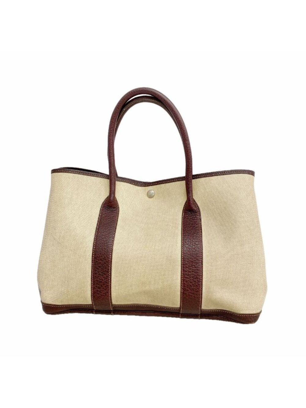 Hermes Tote Bag Garden Party PM Toile H Brown Silver